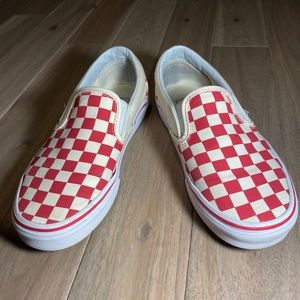 Vans Red Checkered Slip Ons